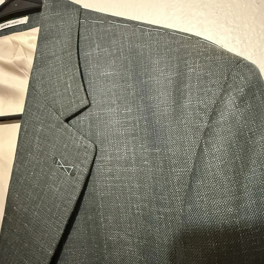 Peter Millar Crown Wool Silk Linen Sport‎ Coat Soft Jacket XL 46T Dark Green